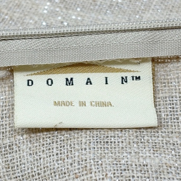 DOMAIN Beige Metallic Linen Blend Accent Lumbar Pillow Cover MR & MRS 13” X 26” - Picture 5 of 6